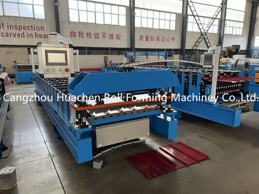 Macchina per la formatura di rotoli di lamiere per tetti con controllo touch screen, 14 stazioni e potenza di 5,5KW