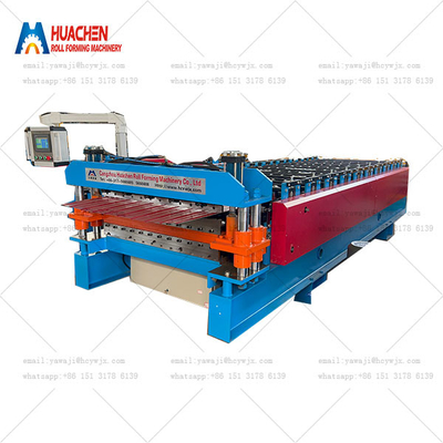 Metal Double Layer HC6/22 Trapezoide Roof Tile Making Roll Forming Machine Upper Level Mini Peak