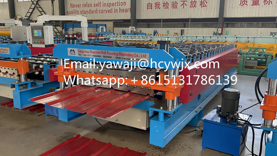 Metal Double Layer HC6/22 Trapezoide Roof Tile Making Roll Forming Machine Upper Level Mini Peak
