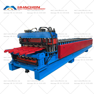 Macchina per la produzione di lamiere trapezoidali vetrate
