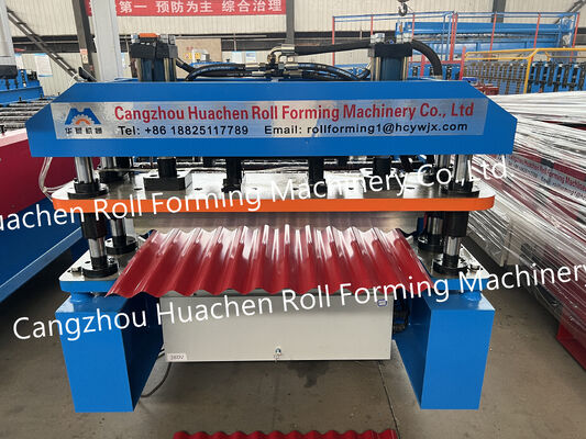 Macchina per la produzione di piastrelle per coperture in lamiera metallica Macchina per la formatura di rotoli di piastrelle per tetti ondulati e trapezoidali