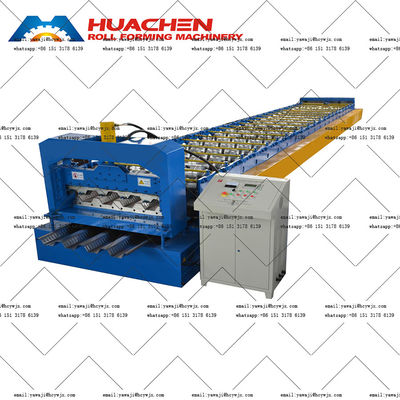 Macchina per la fabbricazione di piastrelle per pavimenti in acciaio usato PLC controllata Roof Decking Roll Forming Machine con componente motore di base